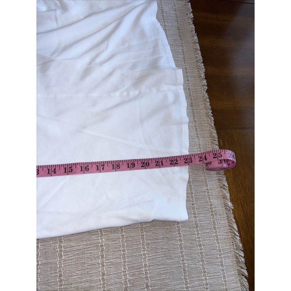 Lands' End White Solid Short Sleeve Round Neck T-Shirt Zipper Logo Women's L - Picture 8 of 8